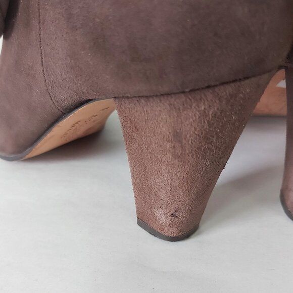 Kate Spade New York Ankle Boots Size  8 Bison Dark Brown Suede Bow Cuff Comfort - Picture 5 of 14